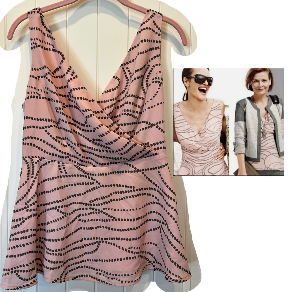 CAbi Pink Gray Tank Sophia Cami Top SZ 4 Lined Zipper back Adjustable strap